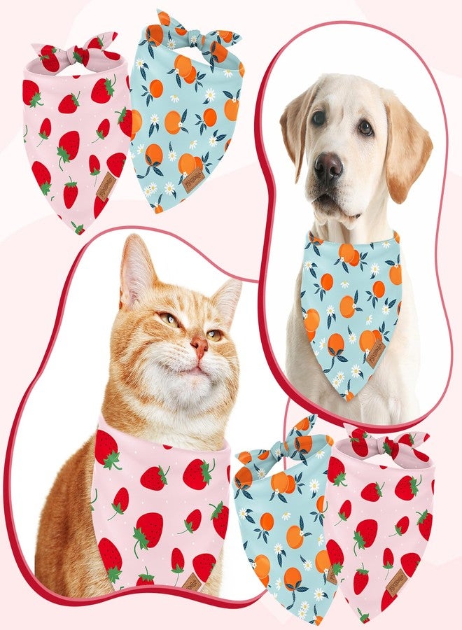 FYSUIMU 2Pcs Fruit Dog Bandana Strawberry Orange Triangle Pet Scarf Pink Blue Reversible Adjustable Pet Neckerchief Dog Bib for Medium Large Dog Cat Costume Accessories - Image 4